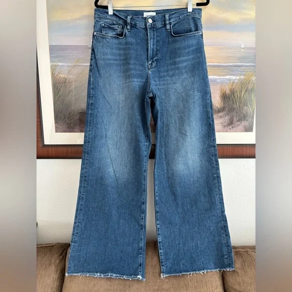FRAME Le Slim Raw Hem Palazzo Jeans in Crossings